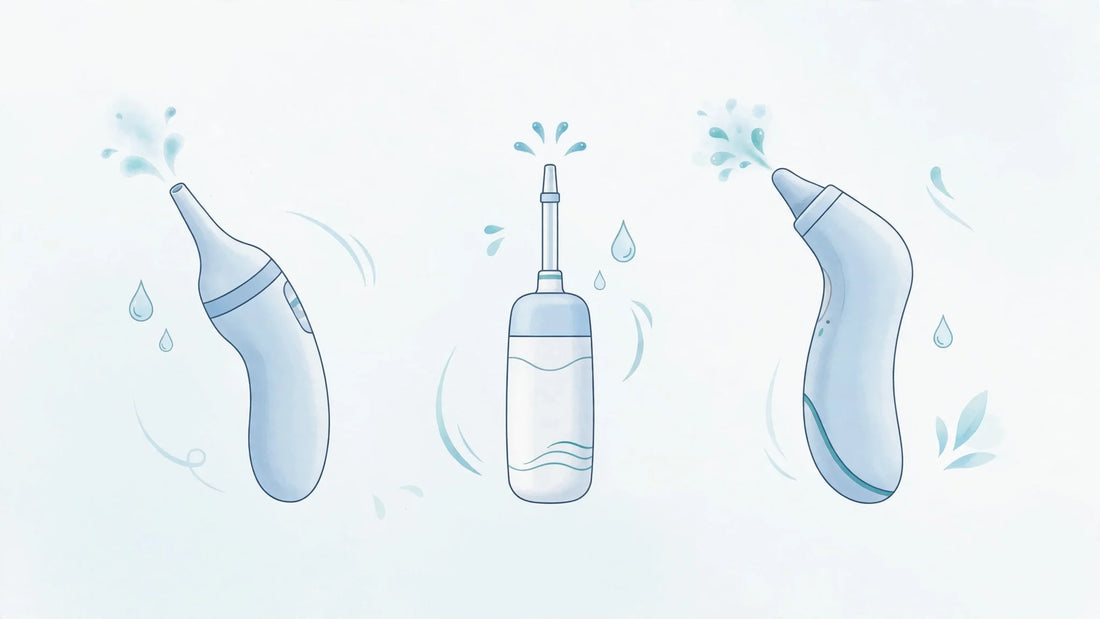 Powered nasal rinse devices