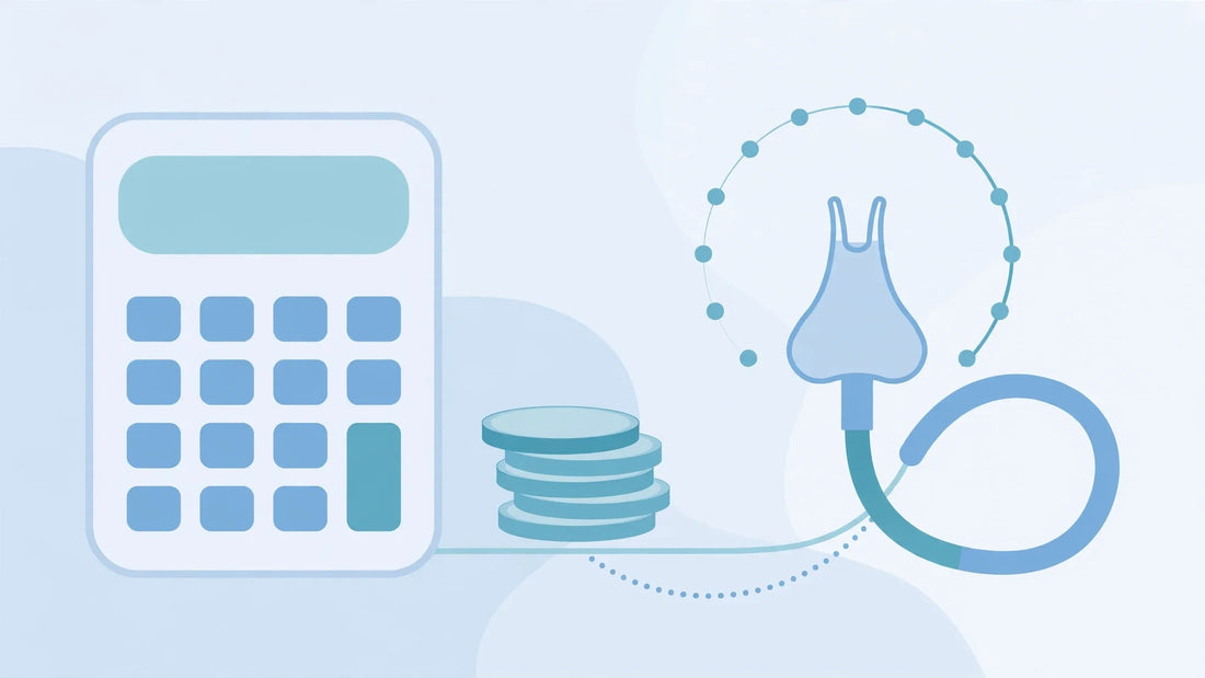 Coins and calculator showing yearly cost