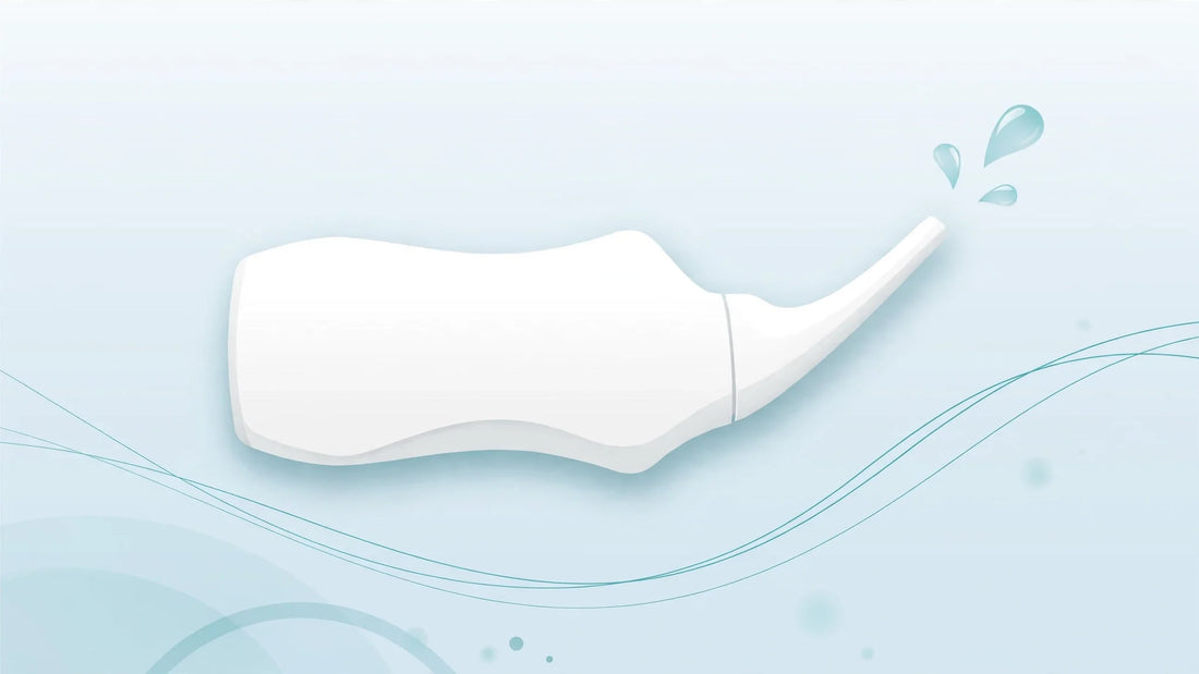 Modern nasal rinse device on a clean background