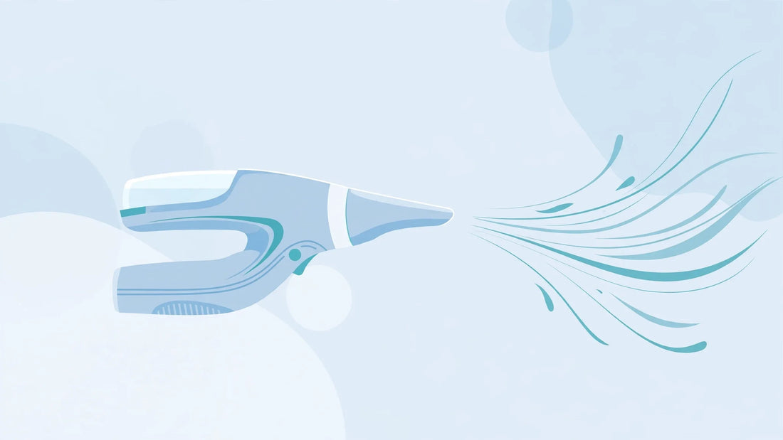 Powered nasal rinse device with gentle water flow