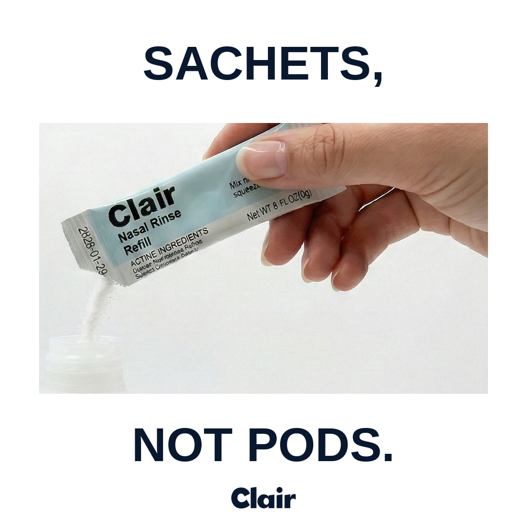 Clair saline sachets — the consumable behind the per-year cost math